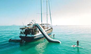 A giant inflatable slide on the Clipper, a the 2 day trip on the Whitsunday Islands