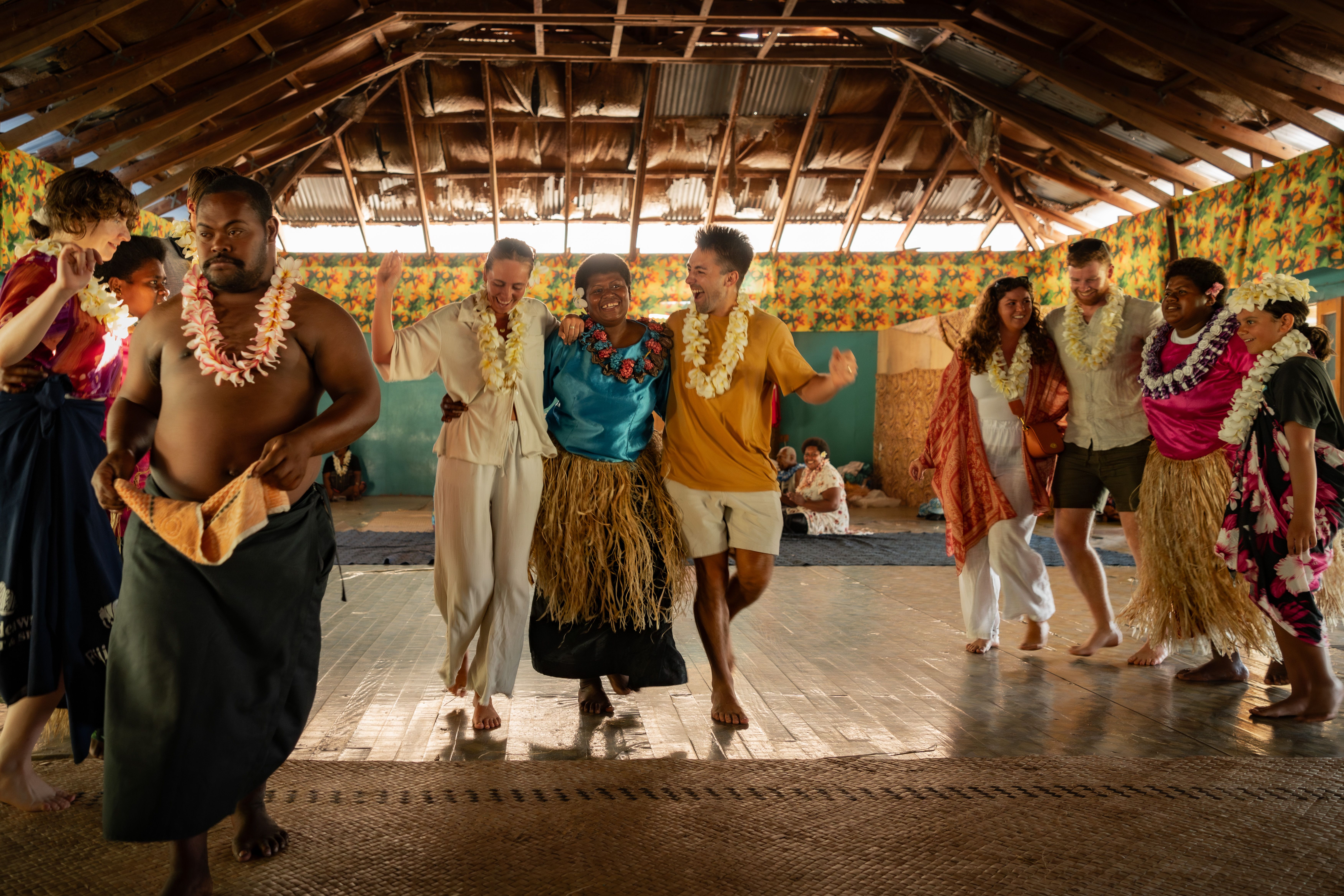 Image of People dancing with locals in Fiji 