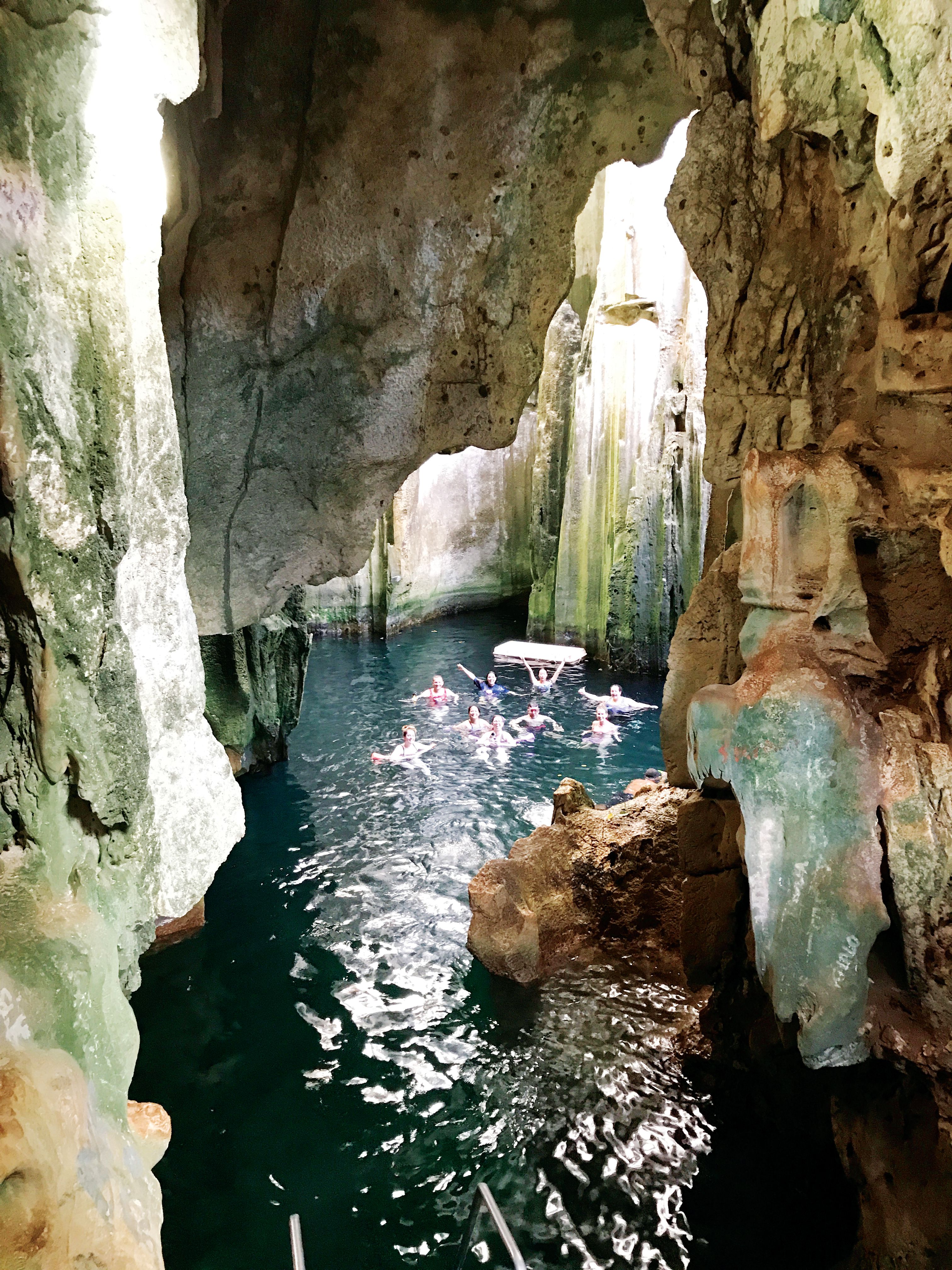 People swimming in Sawa I Lau Caves in Fiji