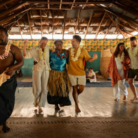 Image of People dancing with locals in Fiji 