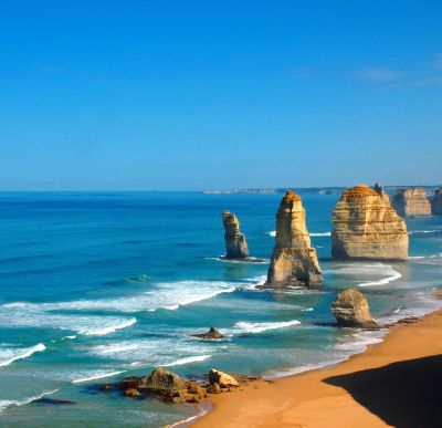 Scenic ocean view of the 12 Apostles on the Great Ocean Road in Victoria, Australia