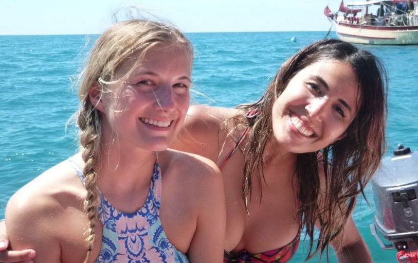 Aerial view of the Thundercat speedboat on it's way to the Whitsundays islands and Whitehaven beach